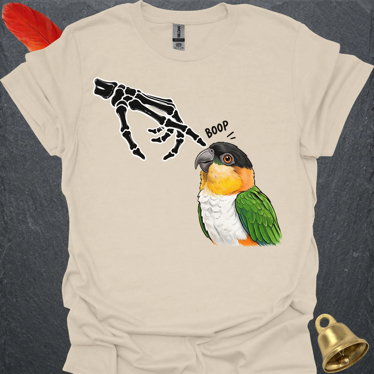 Black-Headed Caique Skeleton Boop T-Shirt