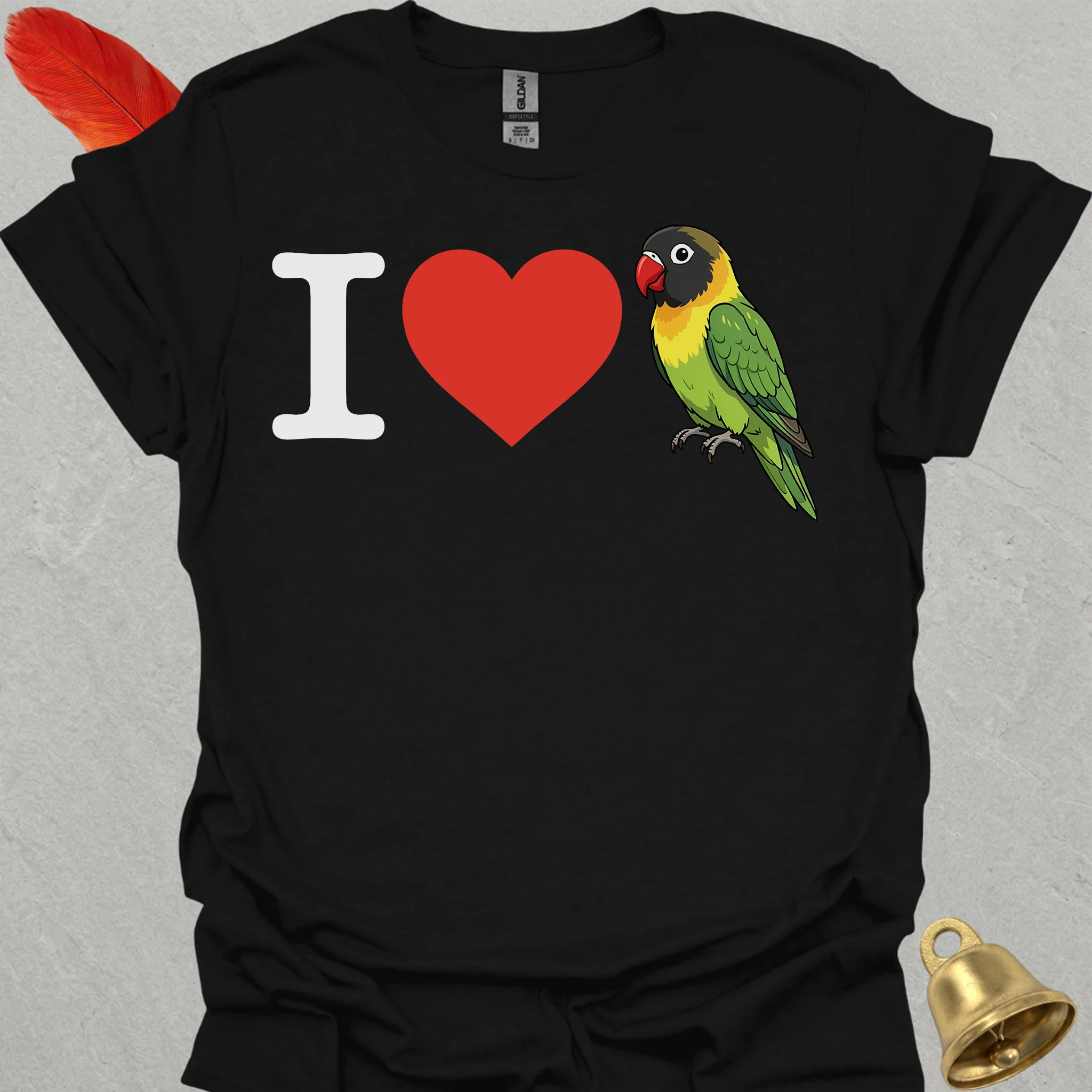 I Love Black-Masked Lovebird T-Shirt