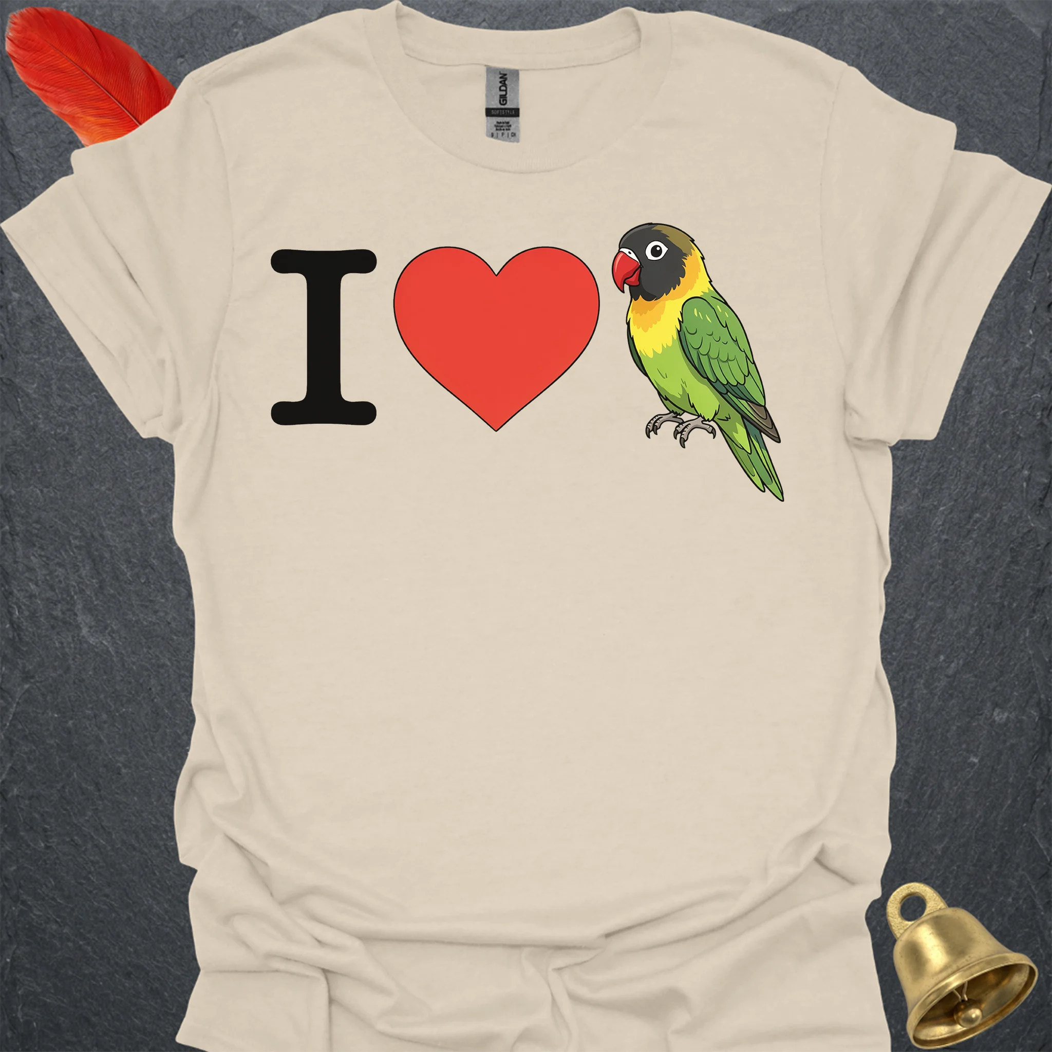 I Love Black-Masked Lovebird T-Shirt
