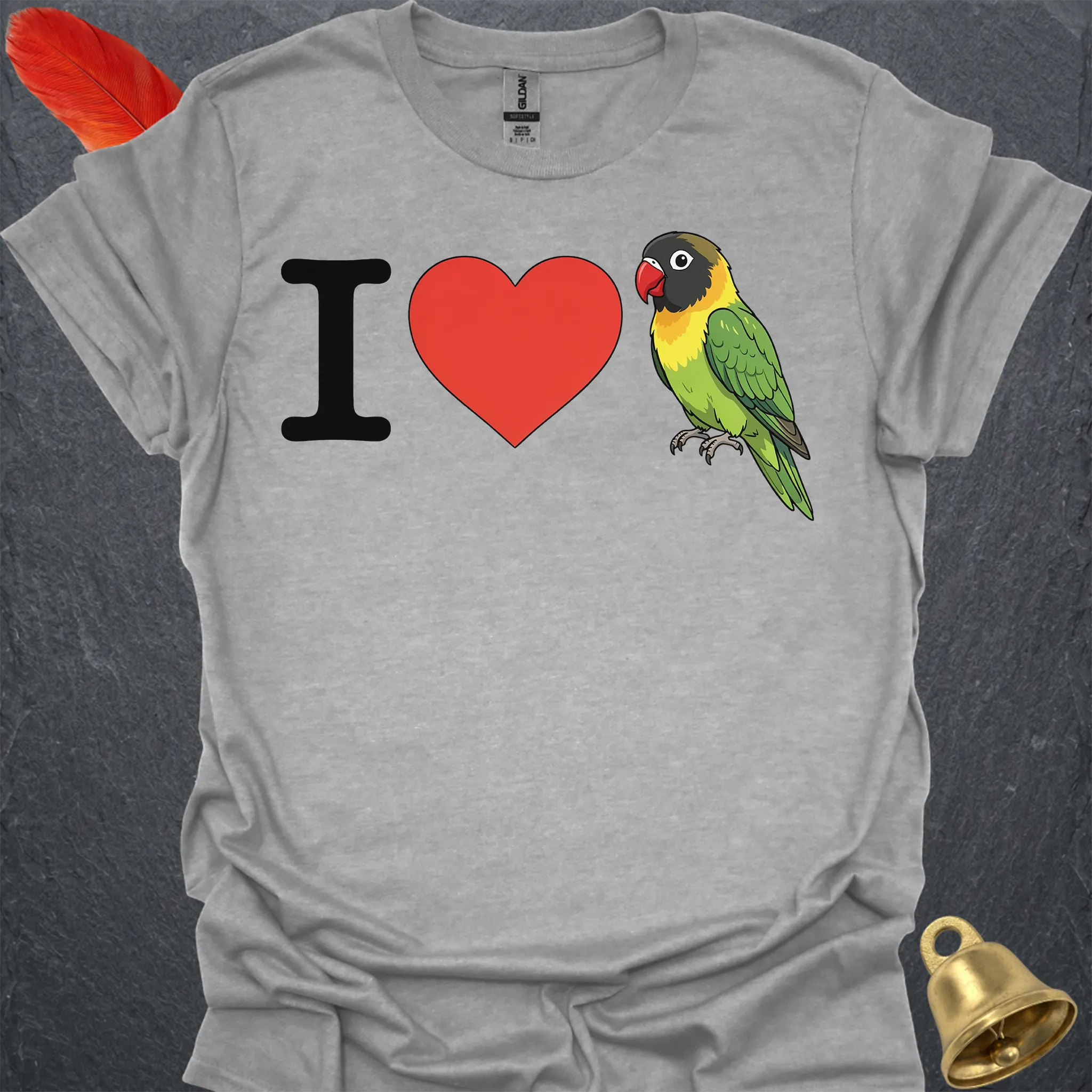 I Love Black-Masked Lovebird T-Shirt