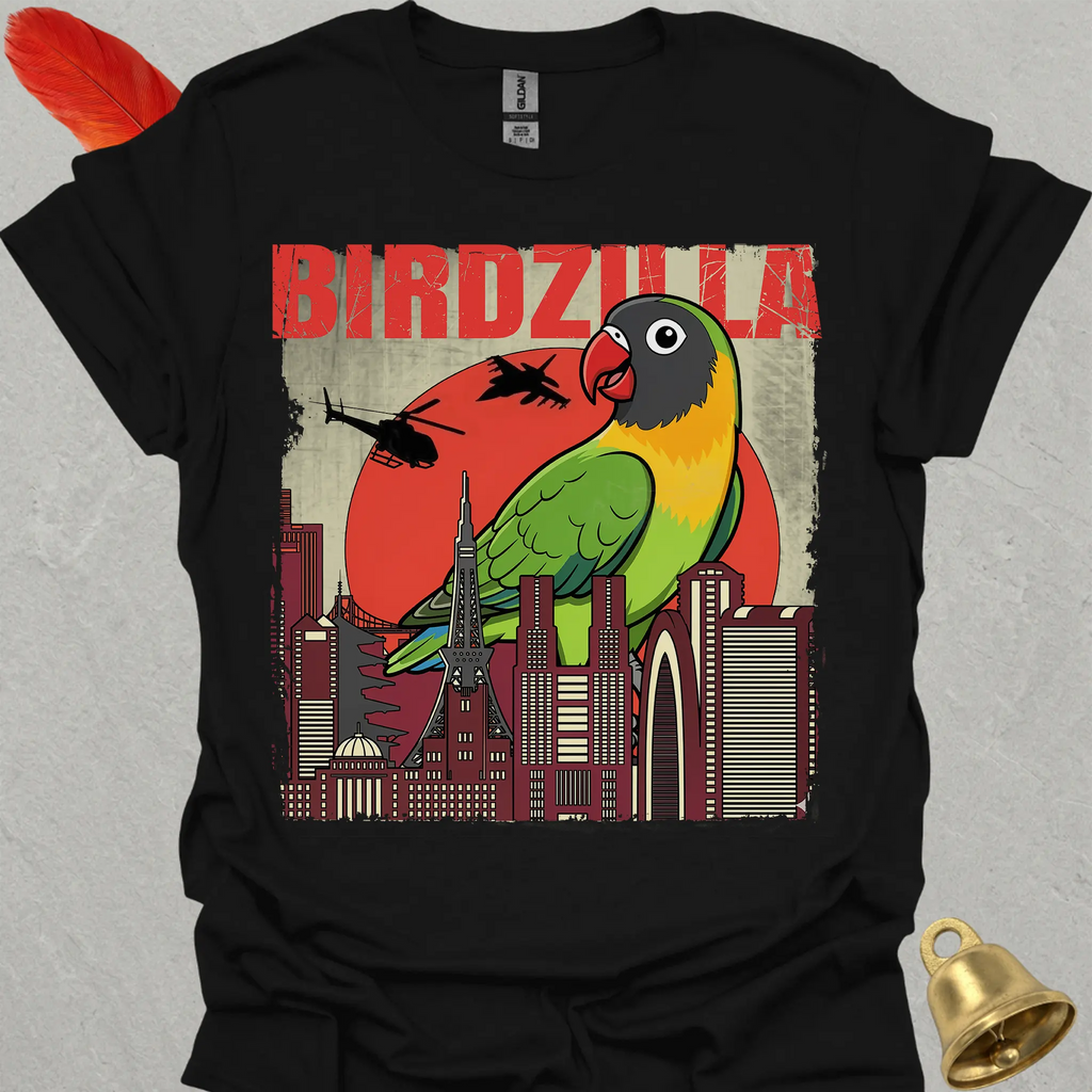 Black-Masked Lovebird Birdzilla T-Shirt