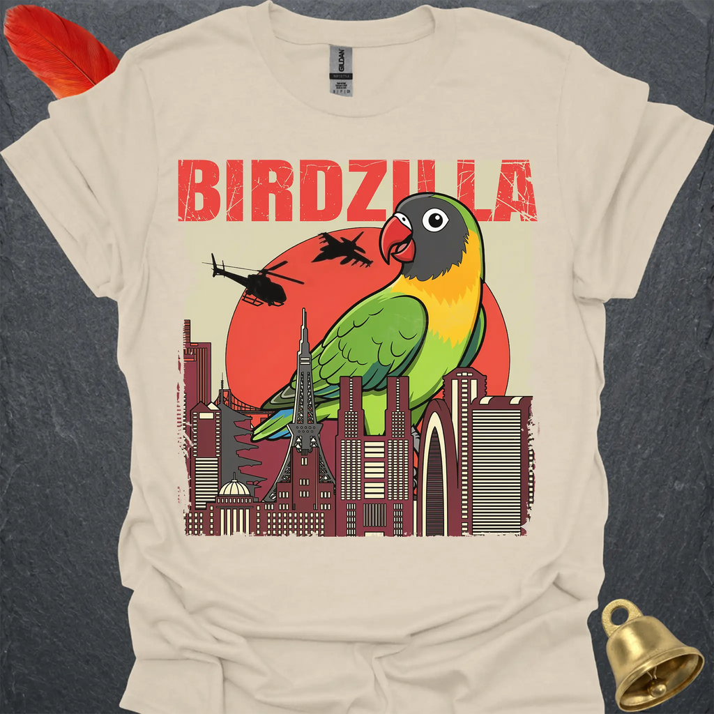Black-Masked Lovebird Birdzilla T-Shirt
