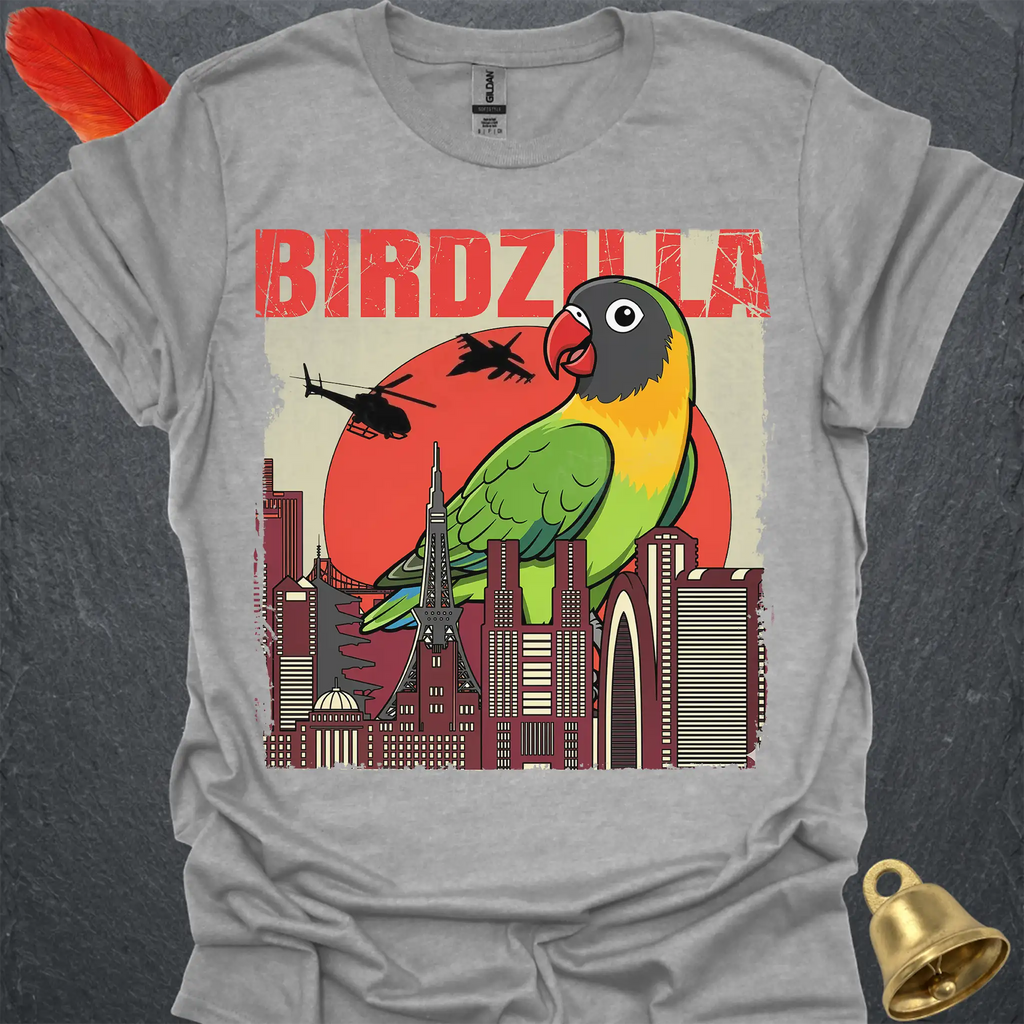 Black-Masked Lovebird Birdzilla T-Shirt