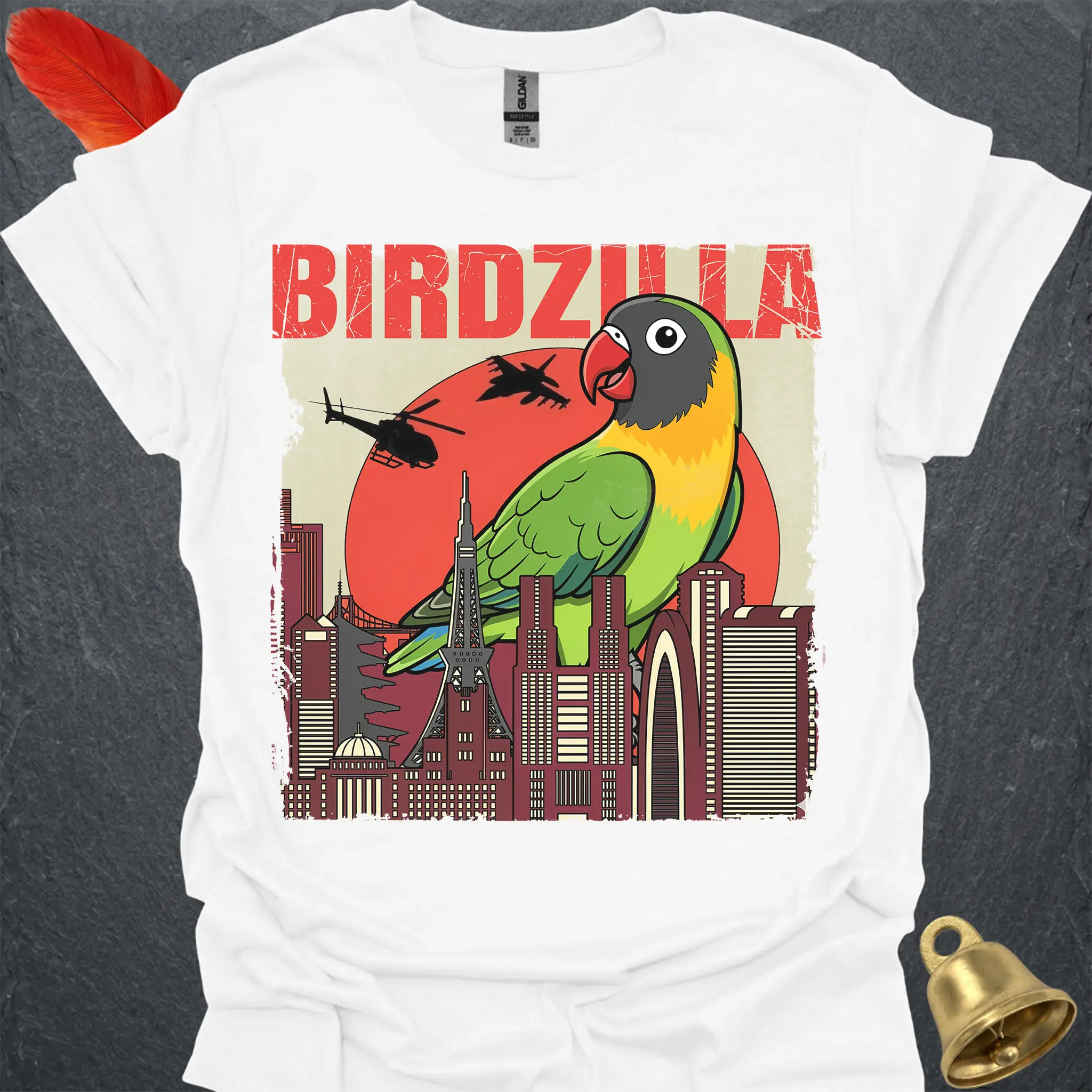 Black-Masked Lovebird Birdzilla T-Shirt