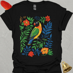 Black-Masked Lovebird Boho Flower T-Shirt