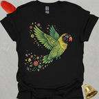 Black-Masked Lovebird Flying Flower T-Shirt