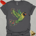Black-Masked Lovebird Flying Flower T-Shirt