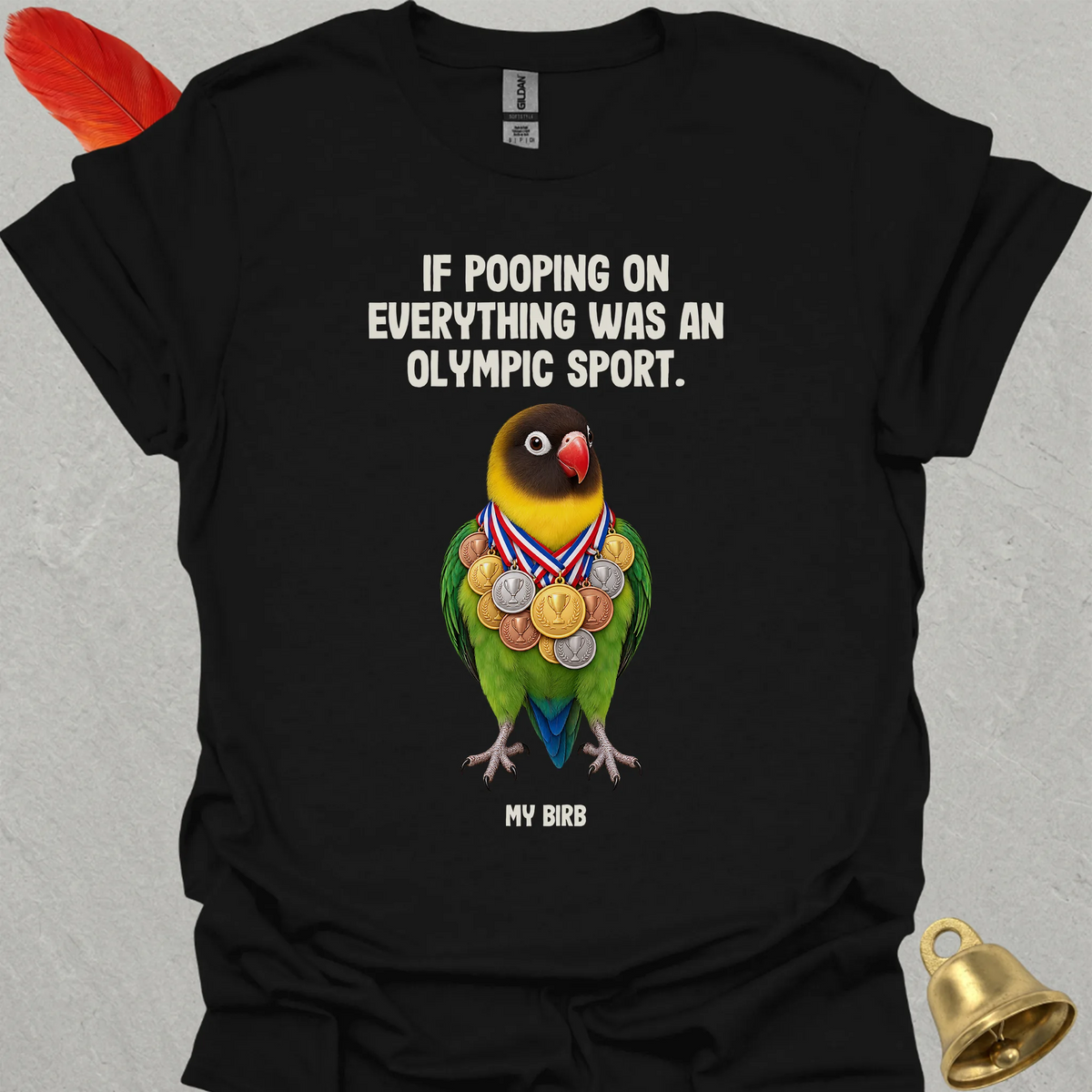 Black-Masked Lovebird Olympic Pooper T-Shirt
