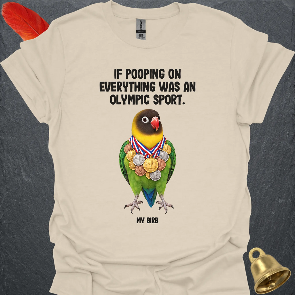 Black-Masked Lovebird Olympic Pooper T-Shirt