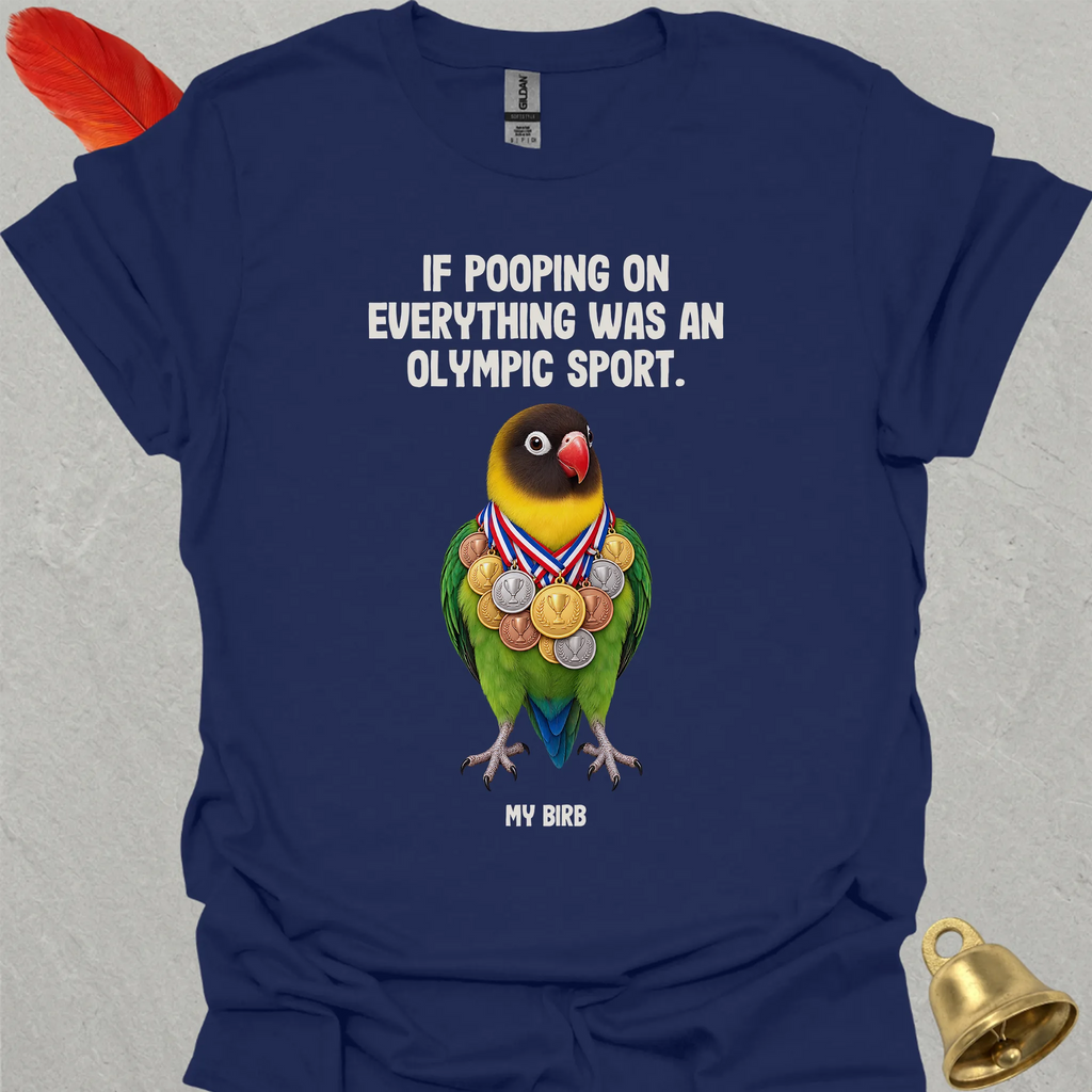 Black-Masked Lovebird Olympic Pooper T-Shirt