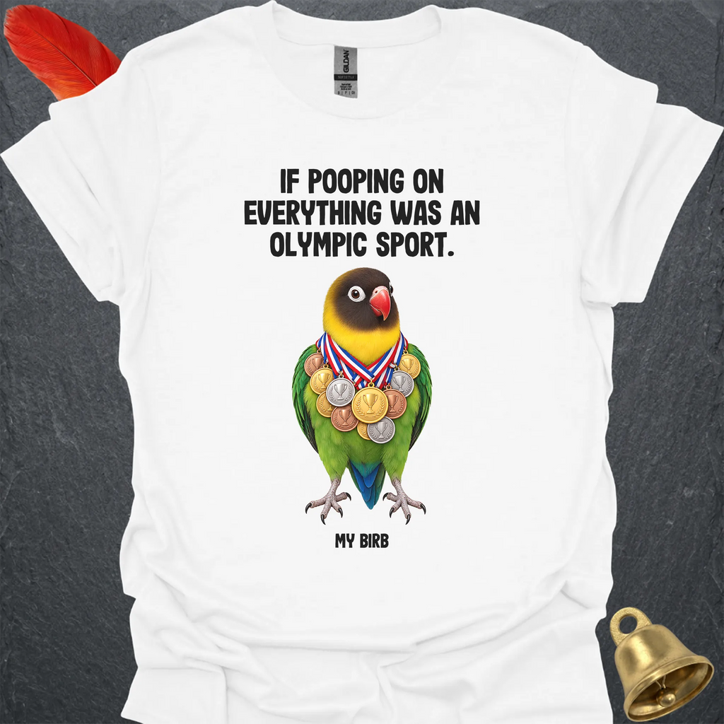 Black-Masked Lovebird Olympic Pooper T-Shirt