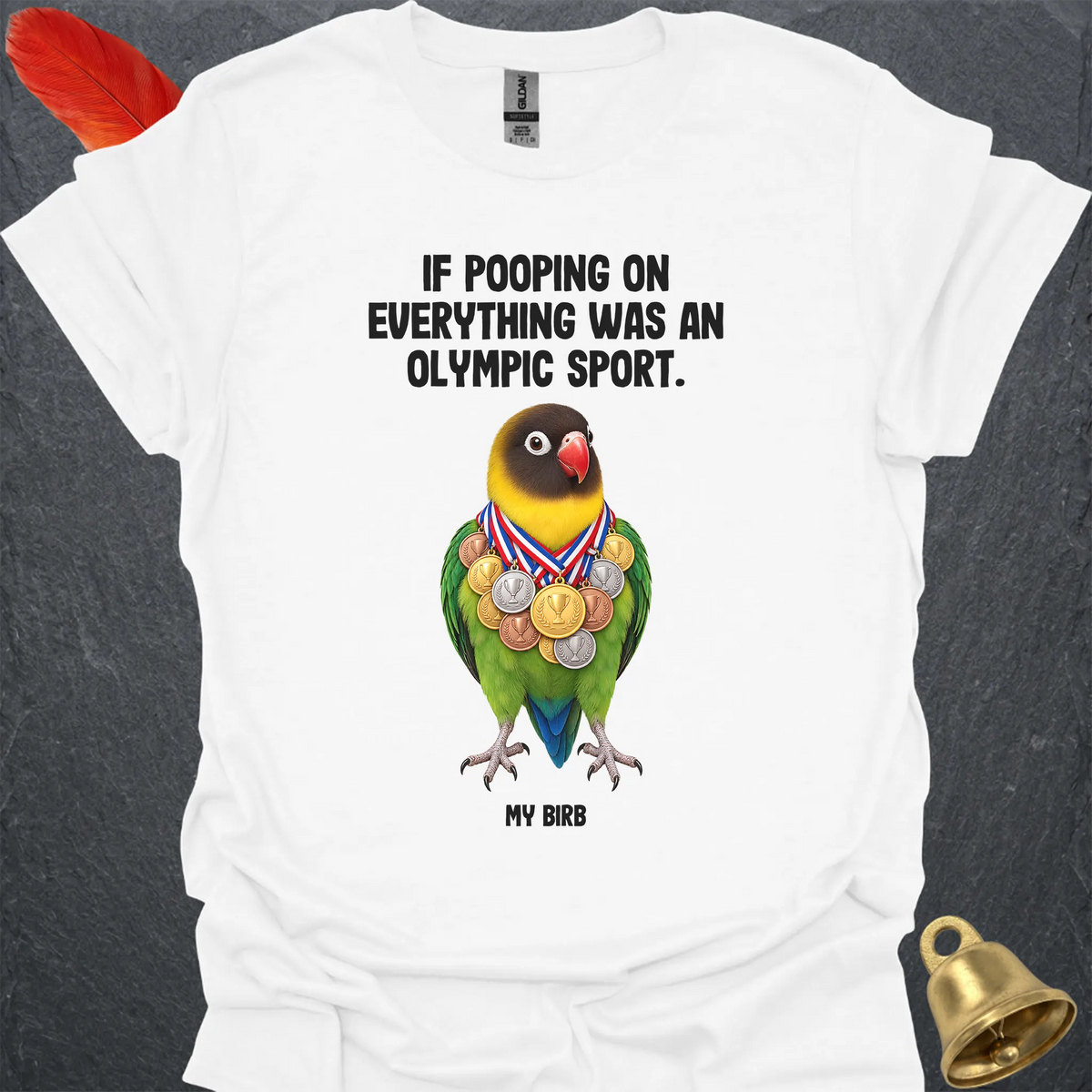 Black-Masked Lovebird Olympic Pooper T-Shirt