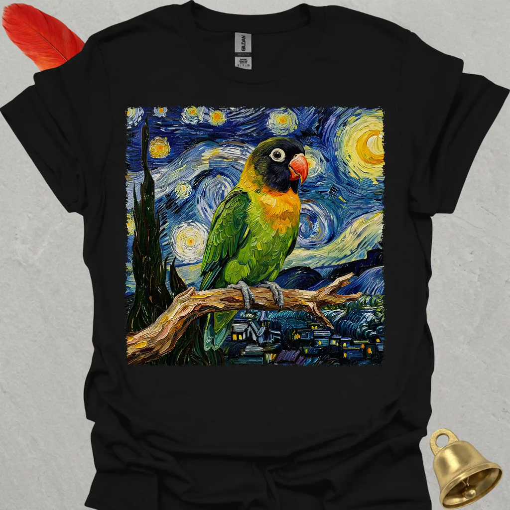 Black-Masked Lovebird Starry Night T-Shirt