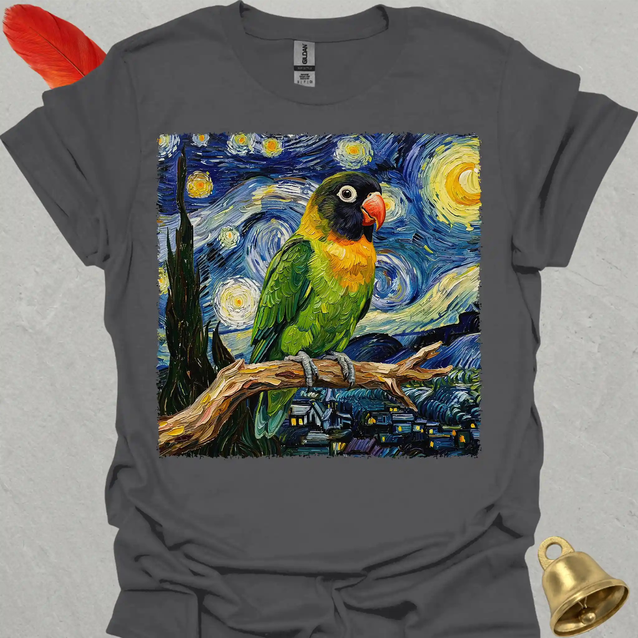 Black-Masked Lovebird Starry Night T-Shirt