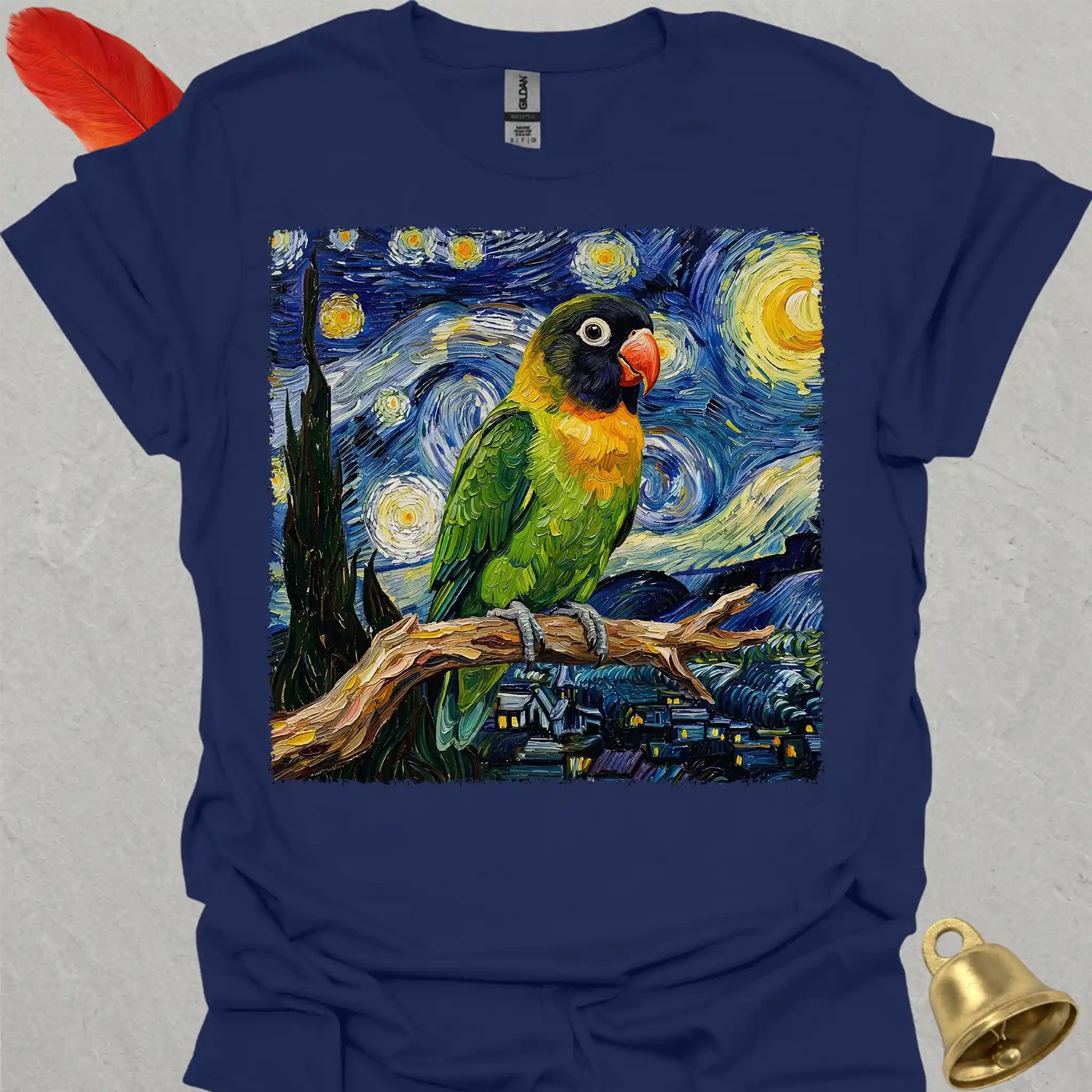 Black-Masked Lovebird Starry Night T-Shirt