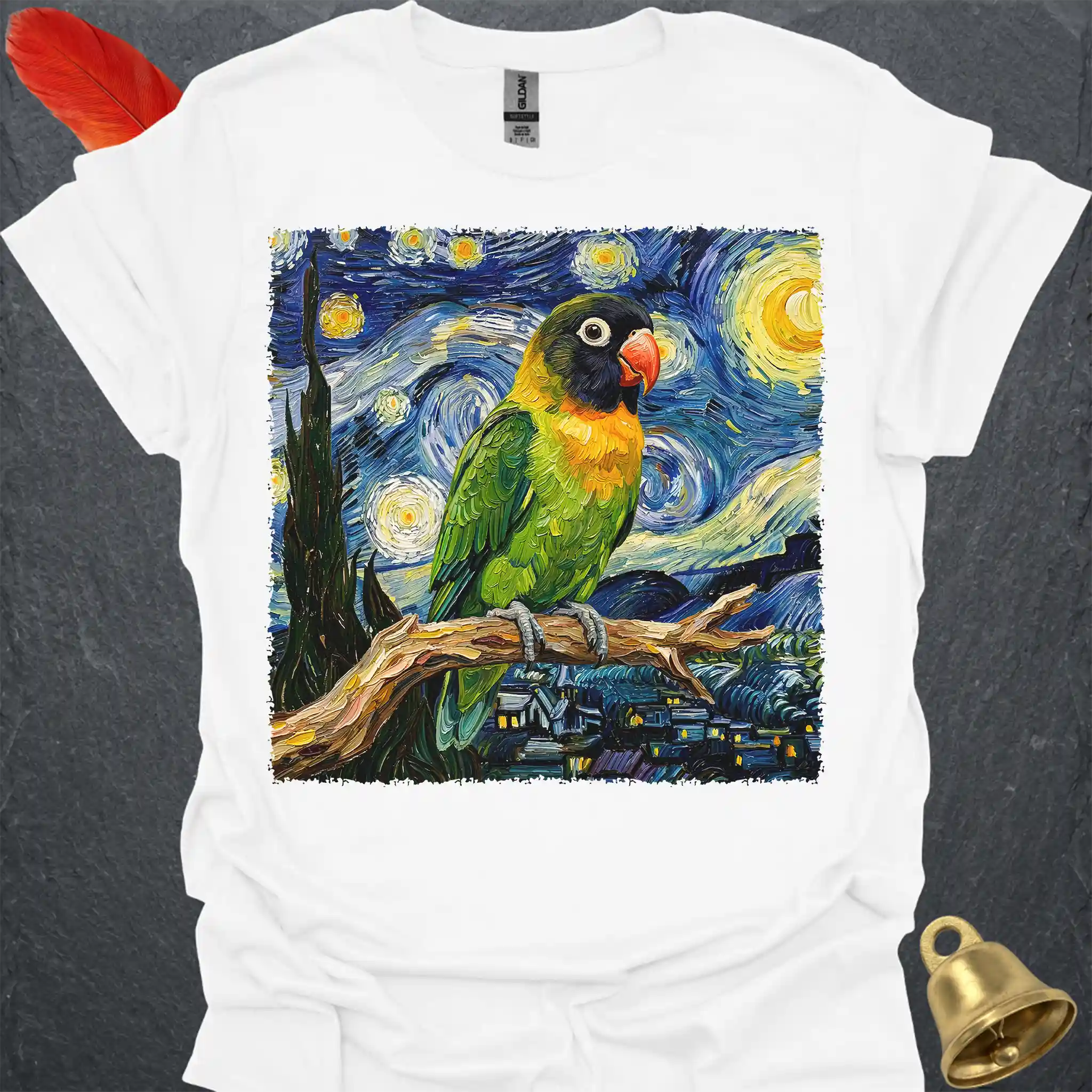 Black-Masked Lovebird Starry Night T-Shirt