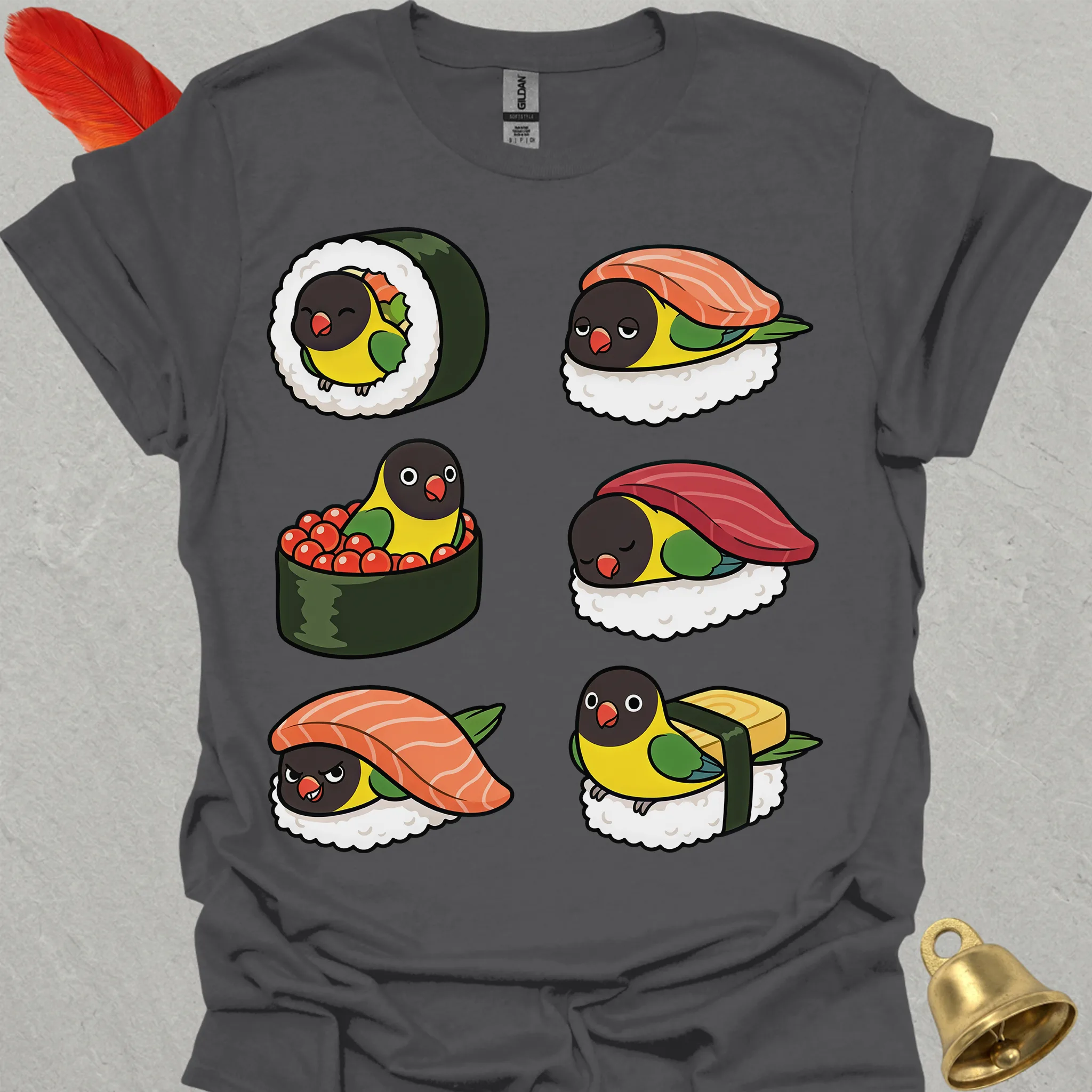 Black-Masked Lovebird Sushi T-Shirt