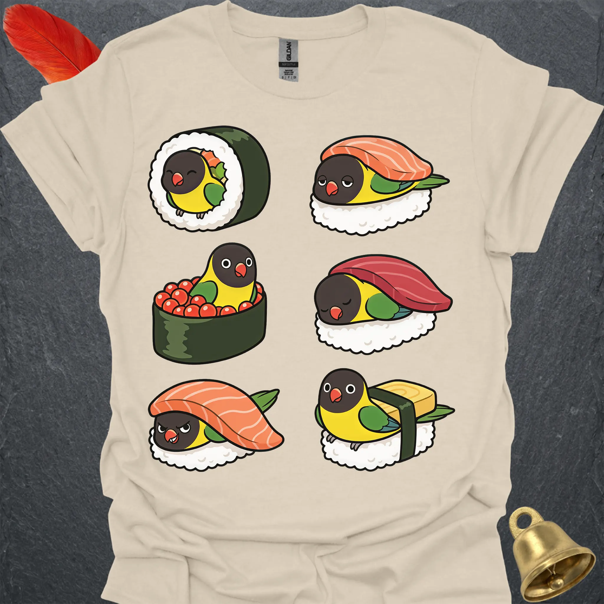 Black-Masked Lovebird Sushi T-Shirt