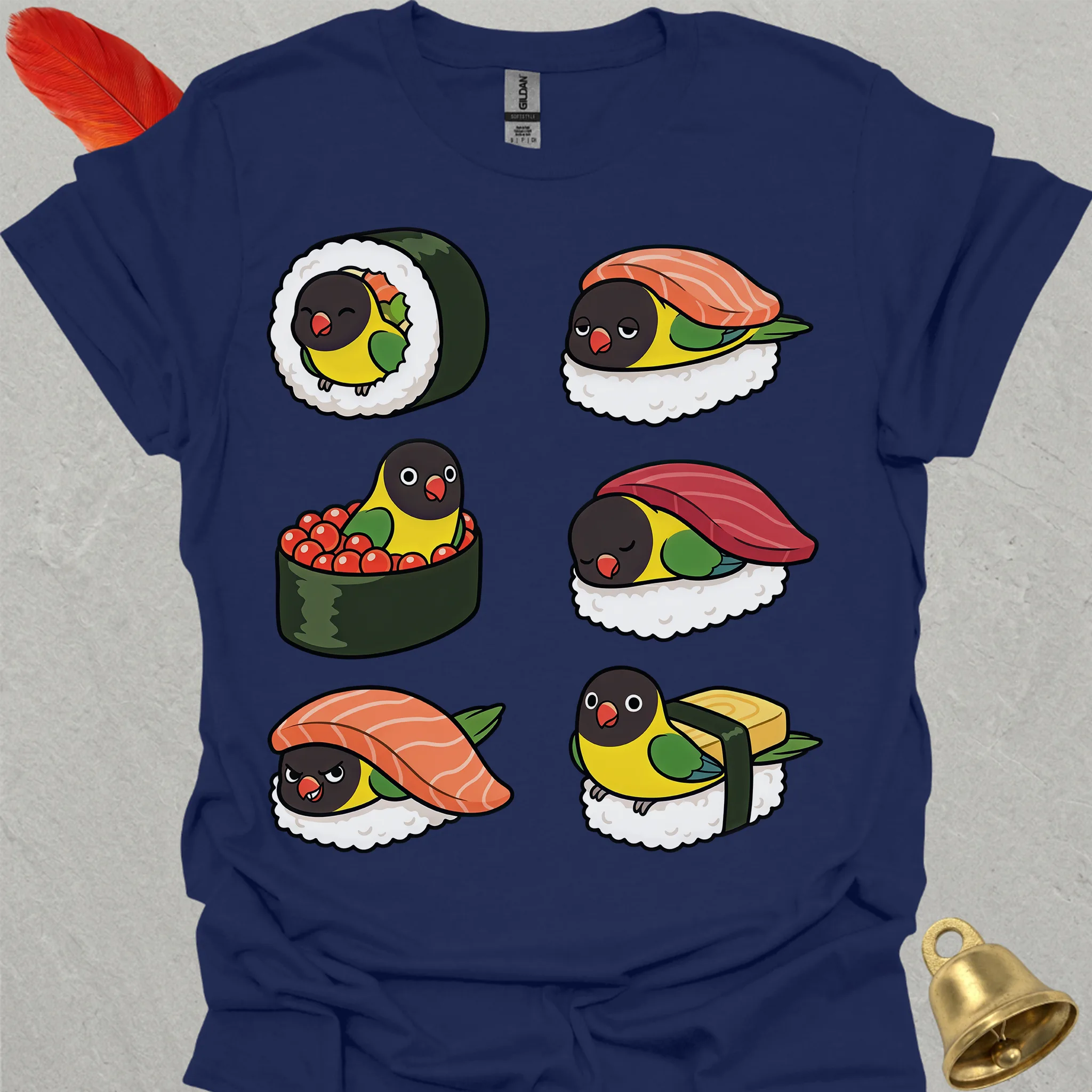 Black-Masked Lovebird Sushi T-Shirt