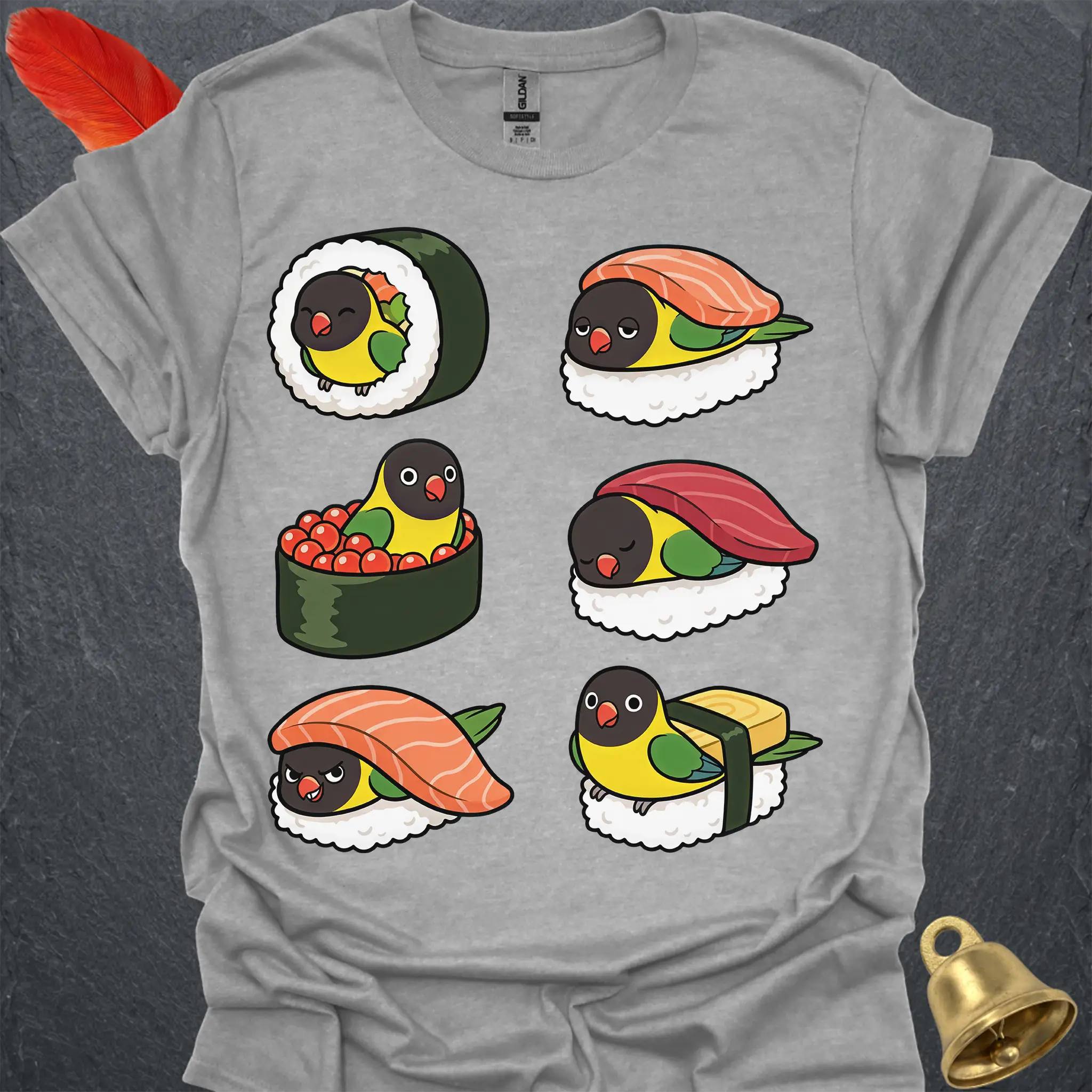 Black-Masked Lovebird Sushi T-Shirt