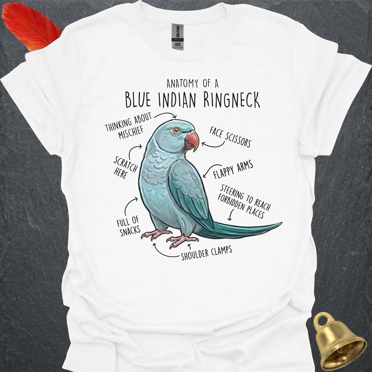 Blue Indian Ringneck Anatomy T-Shirt