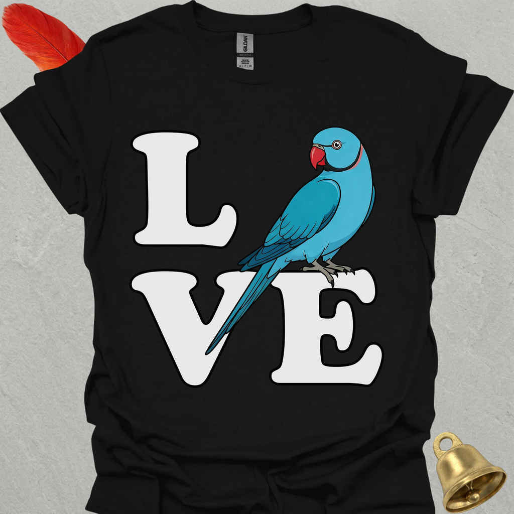 Blue Indian Ringneck Bird Love T-Shirt