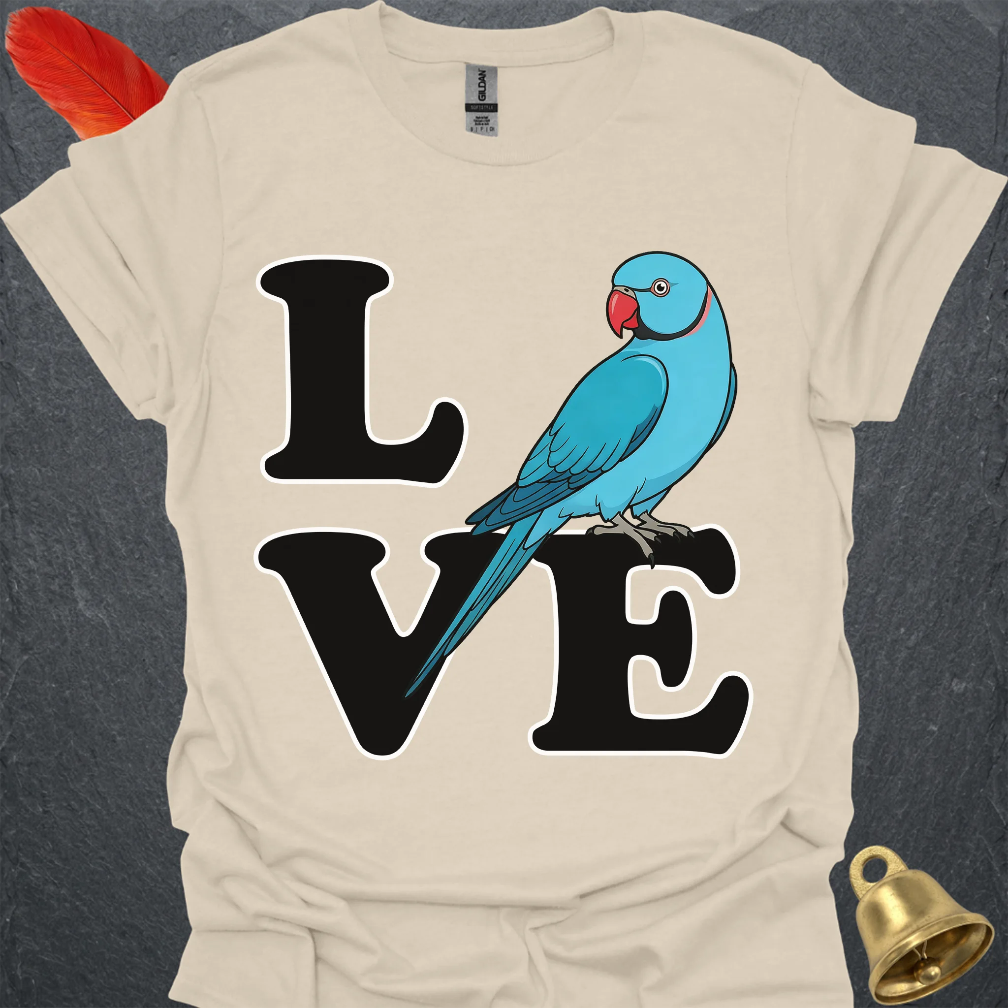Blue Indian Ringneck Bird Love T-Shirt