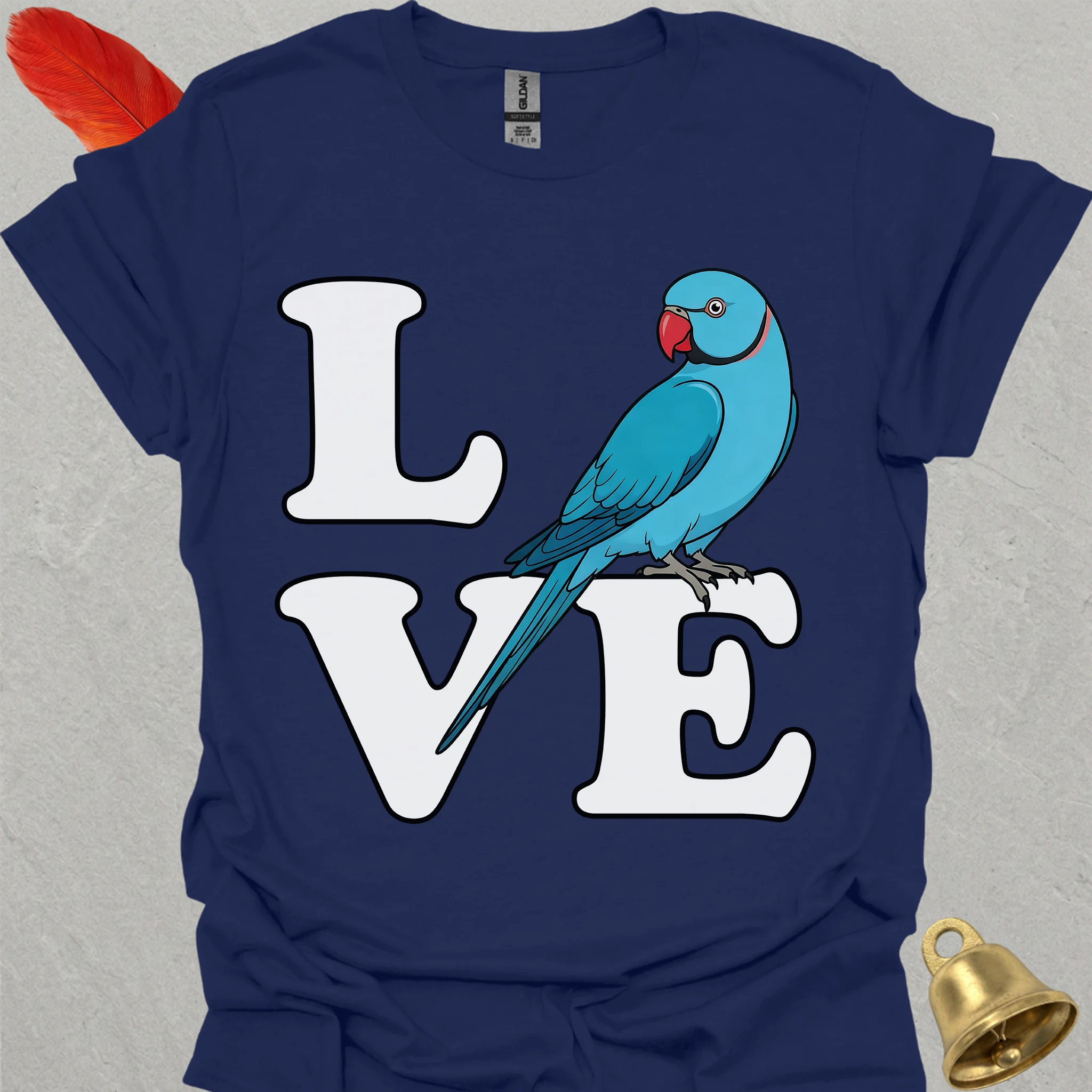 Blue Indian Ringneck Bird Love T-Shirt