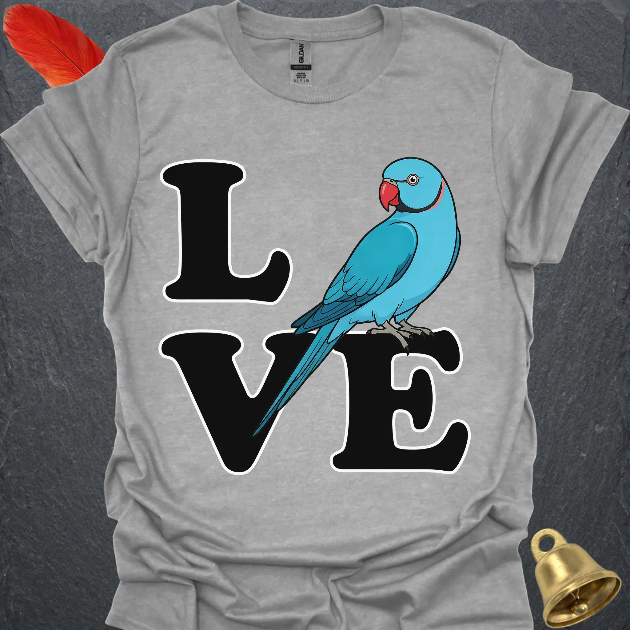 Blue Indian Ringneck Bird Love T-Shirt