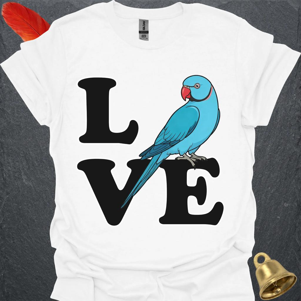 Blue Indian Ringneck Bird Love T-Shirt