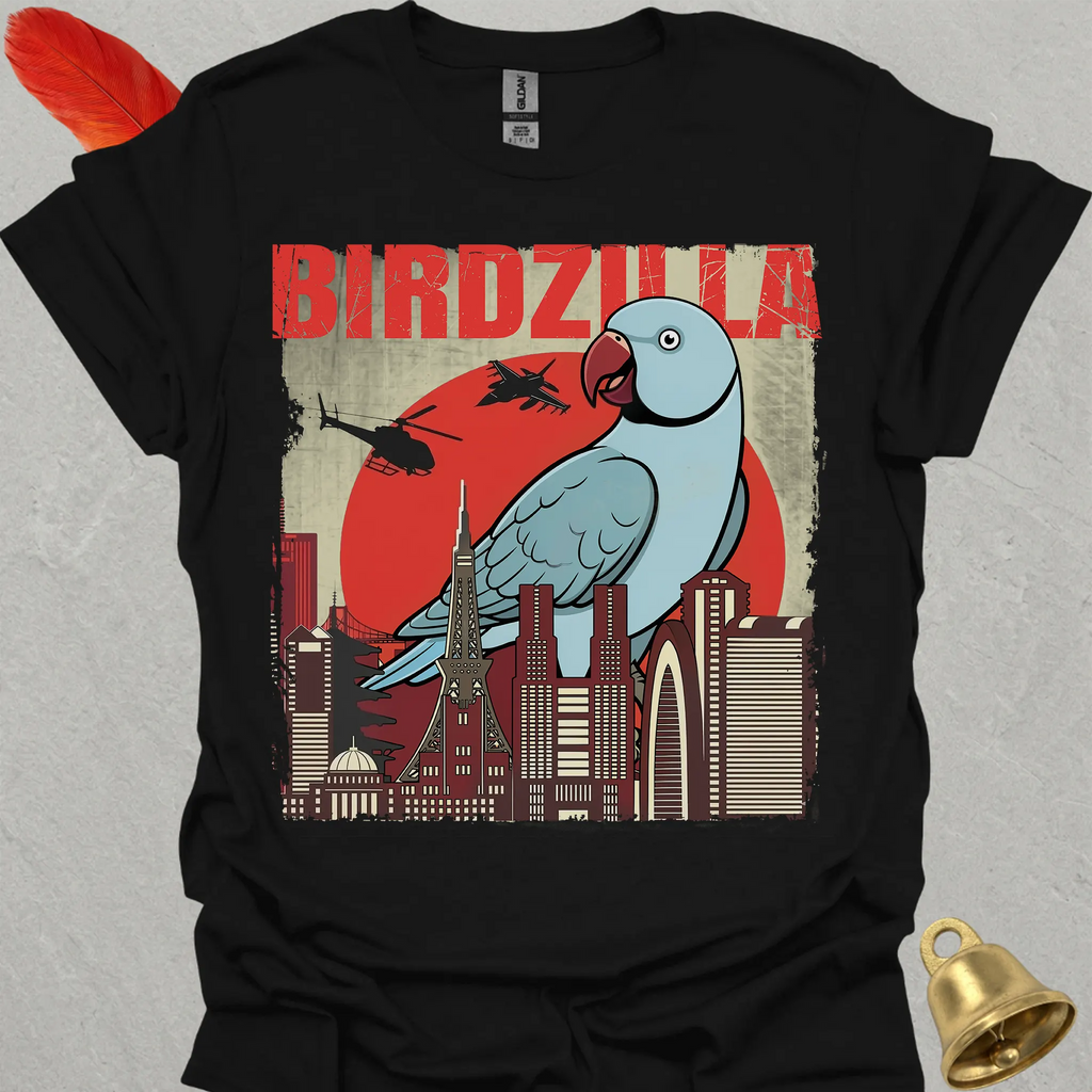 Blue Indian Ringneck Birdzilla T-Shirt