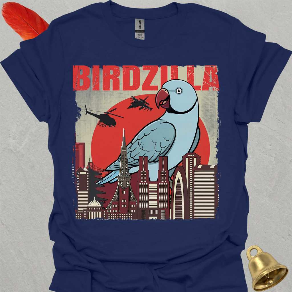 Blue Indian Ringneck Birdzilla T-Shirt