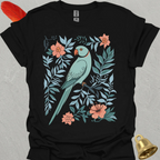 Blue Indian Ringneck Boho Flower T-Shirt