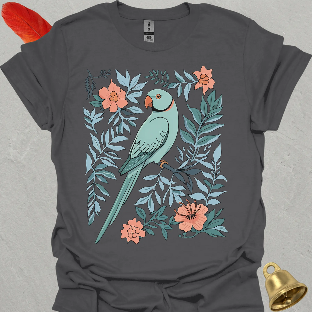 Blue Indian Ringneck Boho Flower T-Shirt