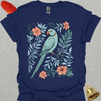 Blue Indian Ringneck Boho Flower T-Shirt