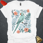 Blue Indian Ringneck Boho Flower T-Shirt