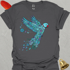 Blue Indian Ringneck Flying Flower T-Shirt