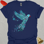 Blue Indian Ringneck Flying Flower T-Shirt