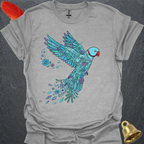 Blue Indian Ringneck Flying Flower T-Shirt