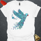 Blue Indian Ringneck Flying Flower T-Shirt