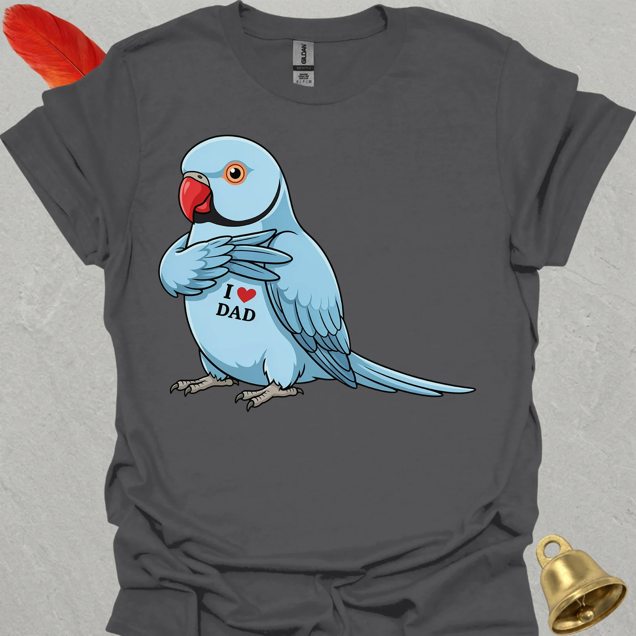 Blue Indian Ringneck I Love Dad T-Shirt