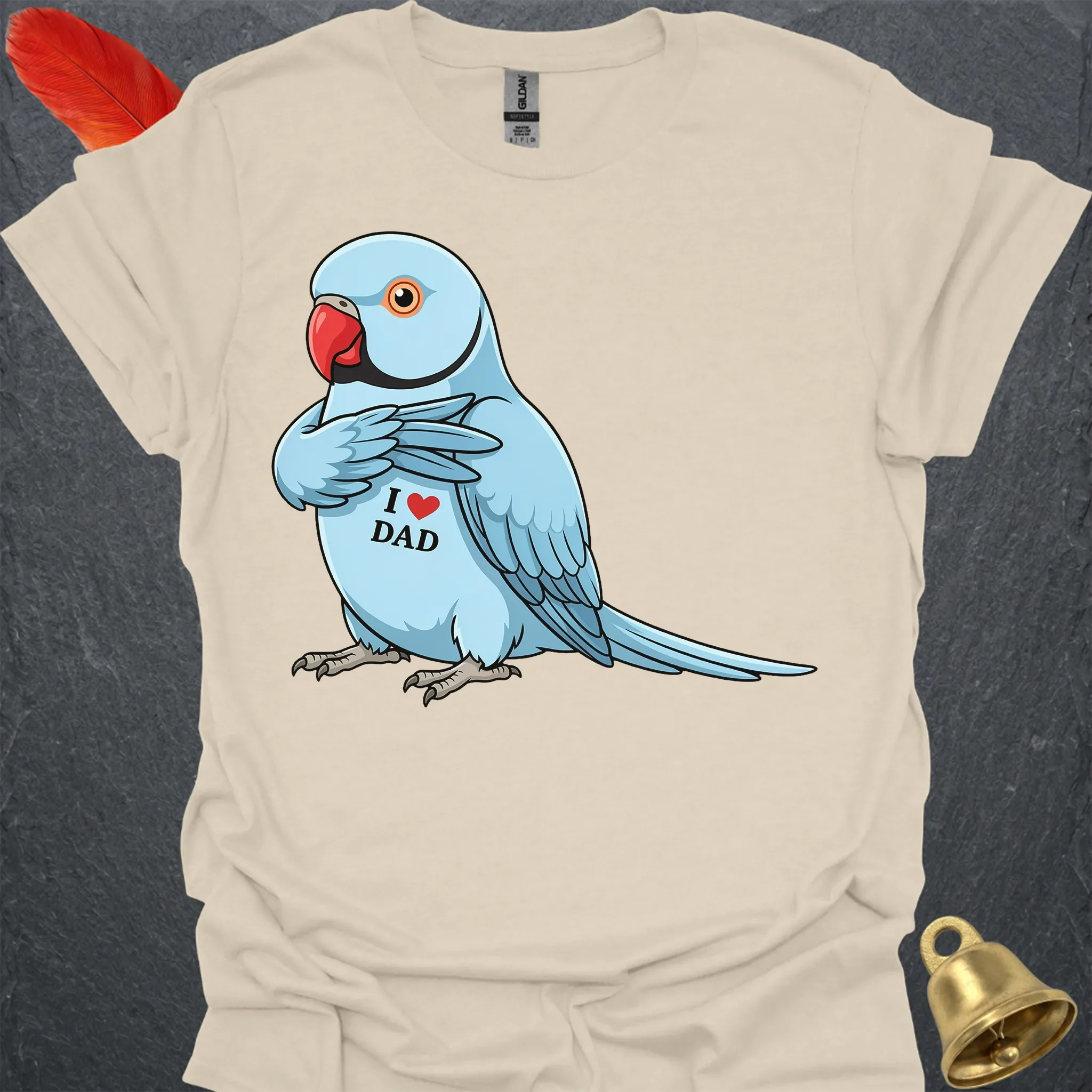Blue Indian Ringneck I Love Dad T-Shirt