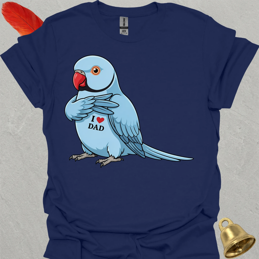 Blue Indian Ringneck I Love Dad T-Shirt