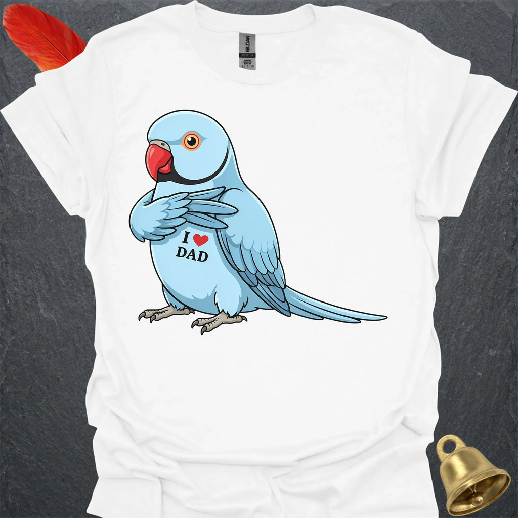 Blue Indian Ringneck I Love Dad T-Shirt