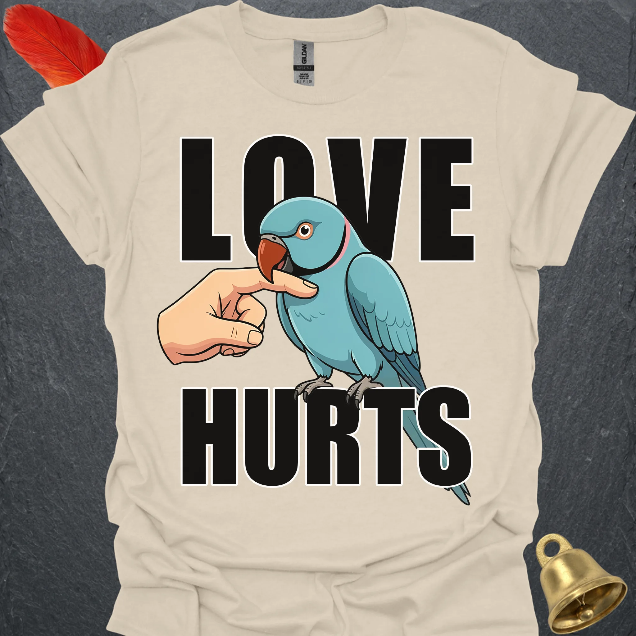 Blue Indian Ringneck Love Hurts T-Shirt