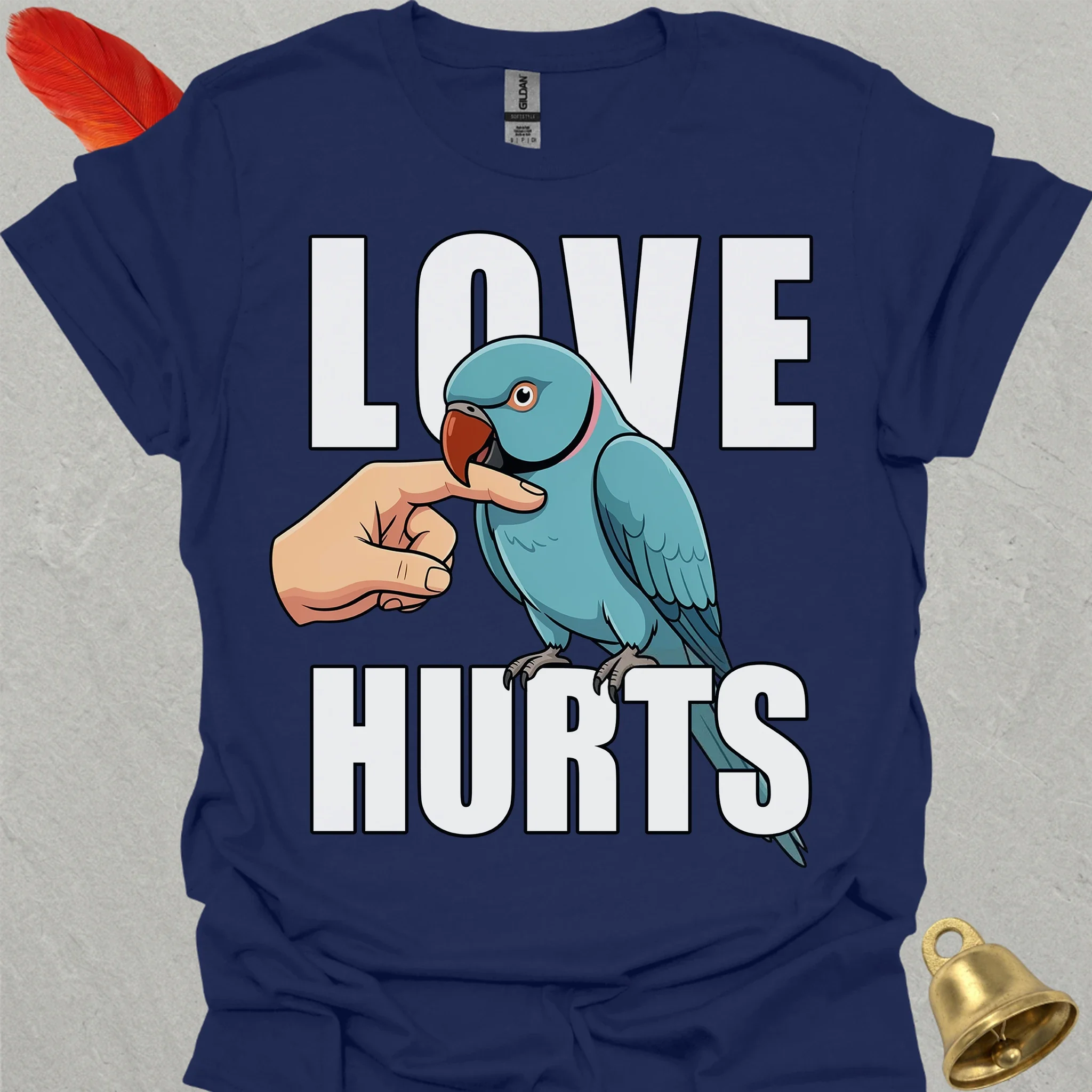 Blue Indian Ringneck Love Hurts T-Shirt