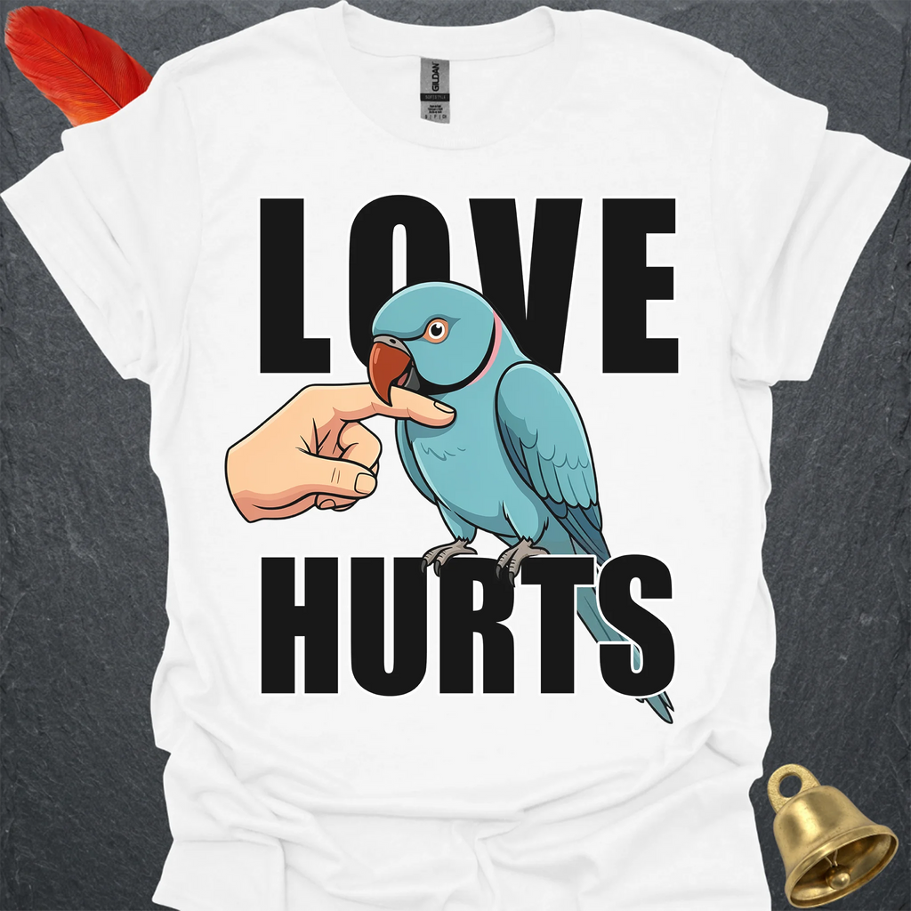 Blue Indian Ringneck Love Hurts T-Shirt