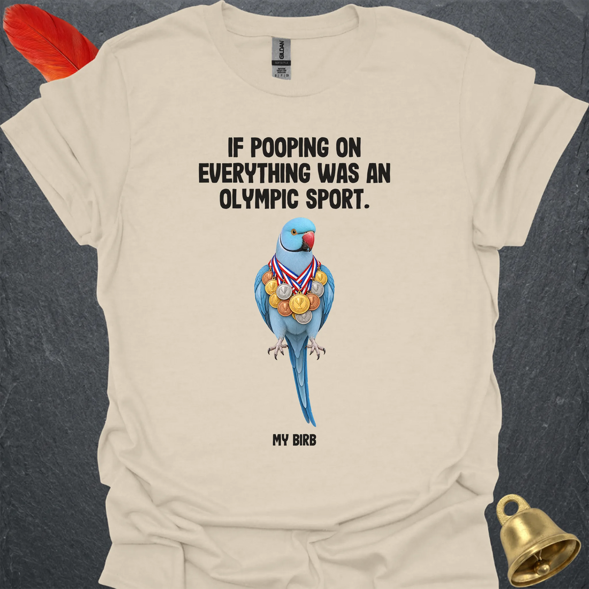 Blue Indian Ringneck Olympic Pooper T-Shirt
