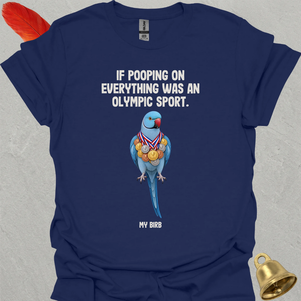 Blue Indian Ringneck Olympic Pooper T-Shirt