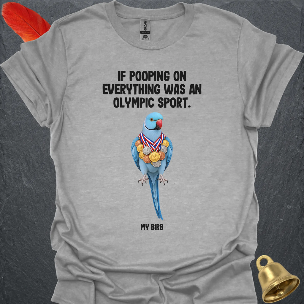 Blue Indian Ringneck Olympic Pooper T-Shirt